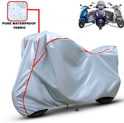 Delphinium Waterproof Two Wheeler Cover for TVS(Jupiter 125, Silver, Red)