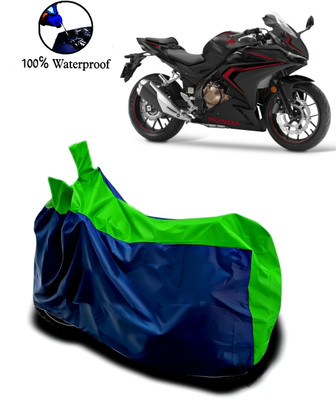 Autofly Waterproof Two Wheeler Cover for Honda(CBR500R, Blue, Green)