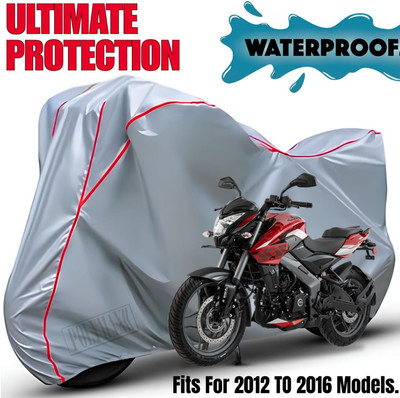 POLYMAXX Waterproof Two Wheeler Cover for Bajaj(Pulsar 200 NS DTS-i, Silver, Red)