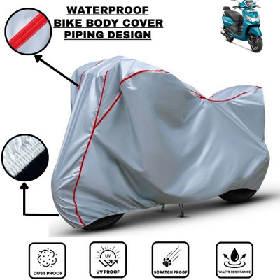 LE PRA Waterproof Two Wheeler Cover for Hero(Pleasure Plus, Silver, Red)