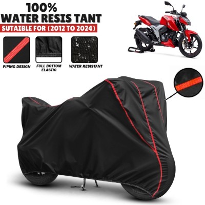 Mwiss Waterproof Two Wheeler Cover for TVS(Apache RTR 160, Black, Red)