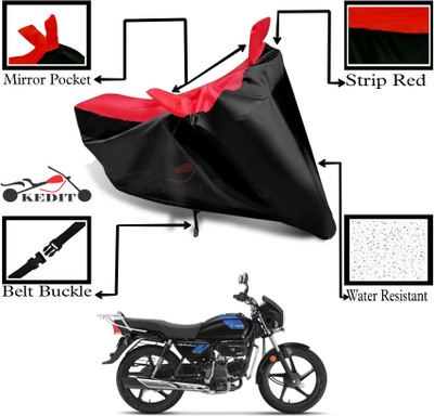KEDIT Two Wheeler Cover for Hero(Splendor, Red, Black)
