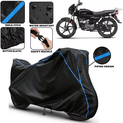 kerwa Two Wheeler Cover for Hero(Splendor I Smart, Black, Blue)