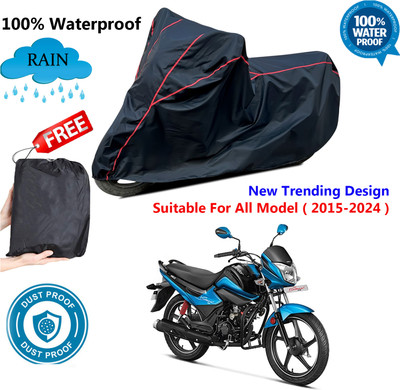 AutoGalaxy Waterproof Two Wheeler Cover for Hero(Splendor I Smart, Black, Red)