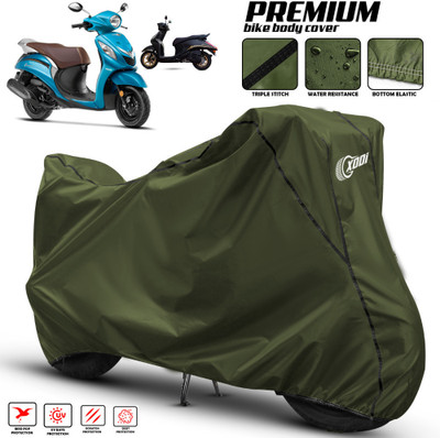 OliverX Waterproof Two Wheeler Cover for Yamaha(Fascino 125 FI, Green, Black)