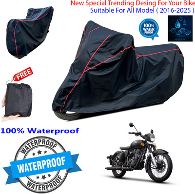 OliverX Waterproof Two Wheeler Cover for Royal Enfield(Classic Stealth Black, Black)
