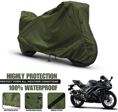 OliverX Waterproof Two Wheeler Cover for Yamaha(R15, Green, Black)