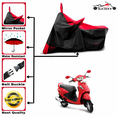 KEDIT Two Wheeler Cover for Hero(Pleasure Plus, Red, Black)