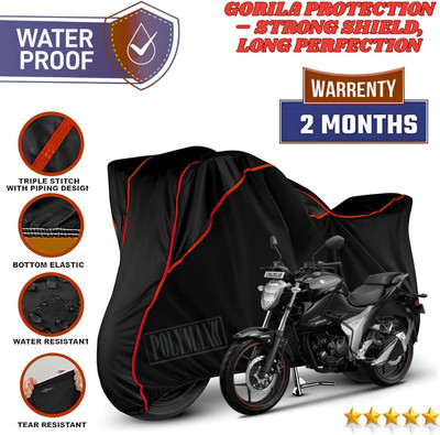 POLYMAXX Waterproof Two Wheeler Cover for Suzuki(Gixxer, Black, Red)