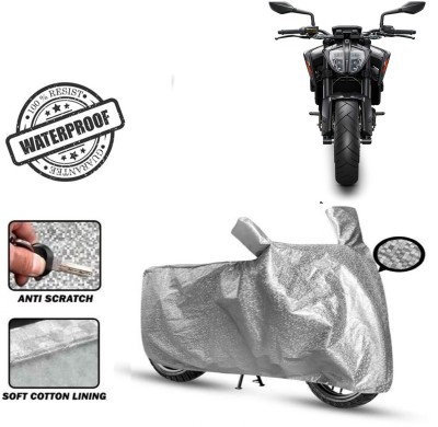 ROYAL AUTO MART Waterproof Two Wheeler Cover for KTM(250 Duke, Silver)