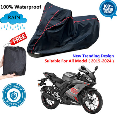 AutoGalaxy Waterproof Two Wheeler Cover for Yamaha(YZF R15 V3.0, Black, Red)
