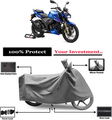 Amexride Two Wheeler Cover for TVS(Apache RTR 200 4V, Grey)