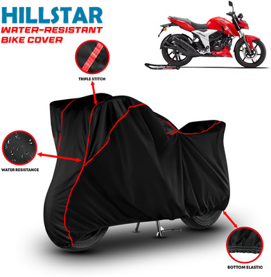 HILLSTAR Waterproof Two Wheeler Cover for TVS(Apache RTR 160 4V, Black, Red)