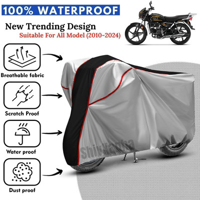 Shiv Kanha Waterproof Two Wheeler Cover for Hero(Super Splendor, Silver, Black)