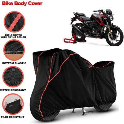 Grizzly Two Wheeler Cover for TVS(Apache RTR 200 4V, Black, Red)