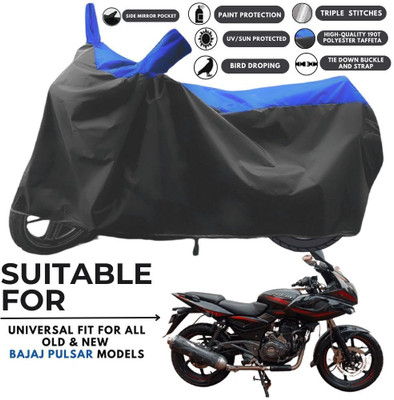 ZAQE Two Wheeler Cover for Bajaj(Pulsar 220 DTS-i, Black, Blue)