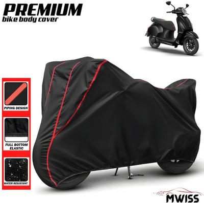 Mwiss Waterproof Two Wheeler Cover for Bajaj(Chetak, Black, Red)
