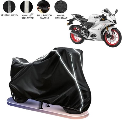 BOTAUTO Two Wheeler Cover for Yamaha(R15 V3, Black, White)