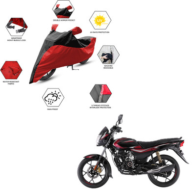 FurniGully Two Wheeler Cover for Bajaj(Platina 110 H-Gear BS6, Black, Red)