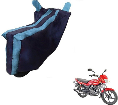 Mdstar Waterproof Two Wheeler Cover for Bajaj(Platina 100 DTS-i, Black, Blue)