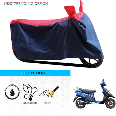 ANTHUB Waterproof Two Wheeler Cover for TVS(Scooty Pep Plus, Black, Red)