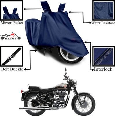 KEDIT Two Wheeler Cover for Royal Enfield(Classic Stealth Black, Blue)