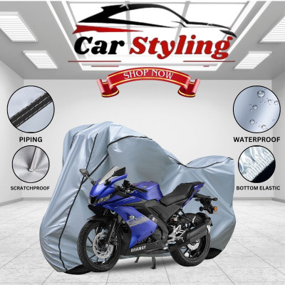 Car Styling Waterproof Two Wheeler Cover for Yamaha(R15S, Silver, Black)