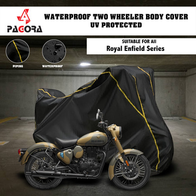 PAGORA Waterproof Two Wheeler Cover for Royal Enfield(Classic Desert Storm, Black)