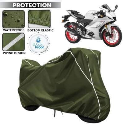 kerwa Waterproof Two Wheeler Cover for Yamaha(R15 V3, Green, White)