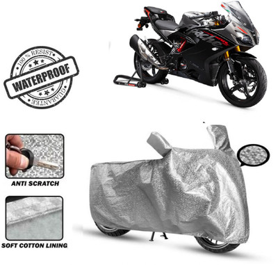 Autoinnovation Waterproof Two Wheeler Cover for TVS(Apache RTR 160, Silver)