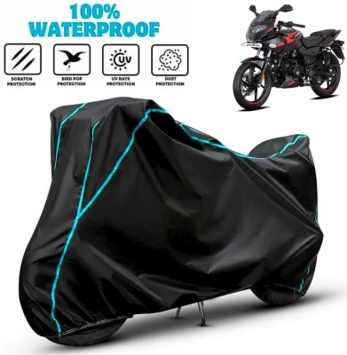 favy Waterproof Two Wheeler Cover for Bajaj(Pulsar 220F, Black, Blue)