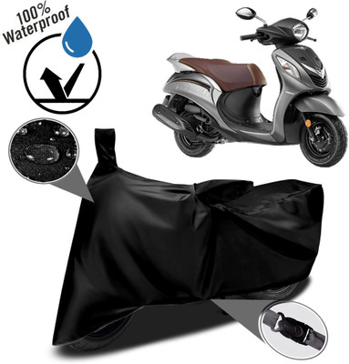 ROYAL AUTO MART Waterproof Two Wheeler Cover for Yamaha(Fascino 125, Black)