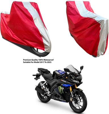 AutoGalaxy Waterproof Two Wheeler Cover for Yamaha(YZF R15 BS6, Silver, Red)