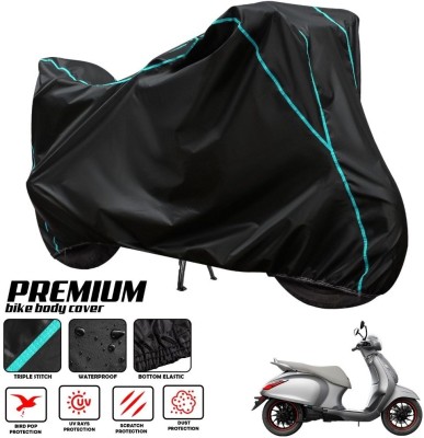 ZAQE Two Wheeler Cover for Bajaj(Urbanite Chetak BS6, Black, Blue)