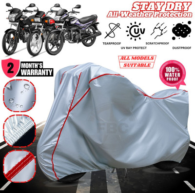 FBC Waterproof Two Wheeler Cover for Hero(Super Splendor, Silver, Red)