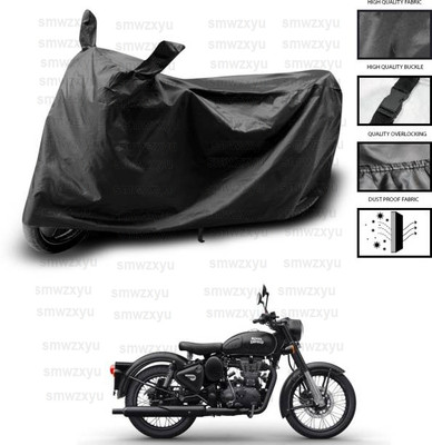 smwzxyu Waterproof Two Wheeler Cover for Royal Enfield(Bullet 350 New, Black, Clear)
