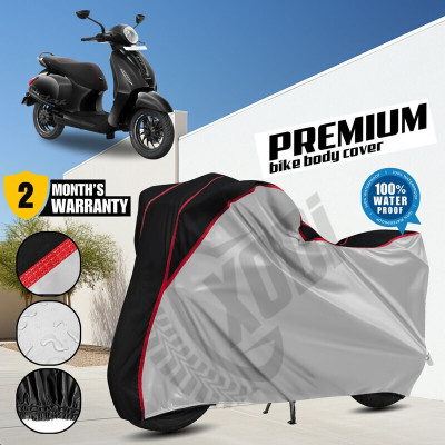 xodi Waterproof Two Wheeler Cover for Bajaj(Chetak, Silver, Black)