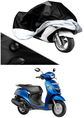 AutoTiger Two Wheeler Cover for Yamaha(Fascino, Silver, Black)