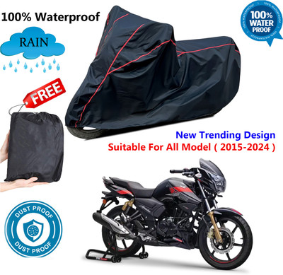 AutoGalaxy Waterproof Two Wheeler Cover for TVS(Apache RTR 180, Black, Red)
