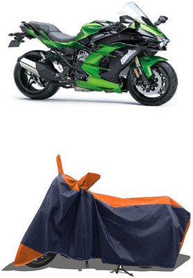 SUGASHRI Waterproof Two Wheeler Cover for Kawasaki(Ninja H2 SX, Orange, Blue)