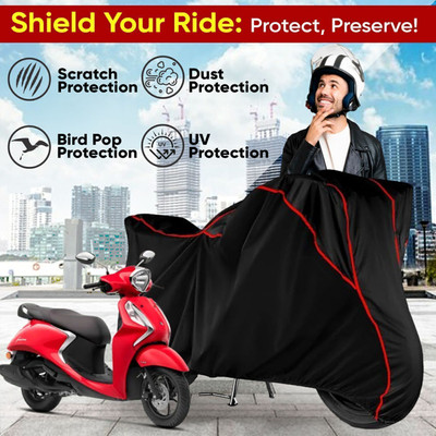 AutoGalaxy Waterproof Two Wheeler Cover for Yamaha(Fascino, Black)