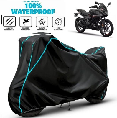 favy Waterproof Two Wheeler Cover for Bajaj(Pulsar 250, Black, Blue)