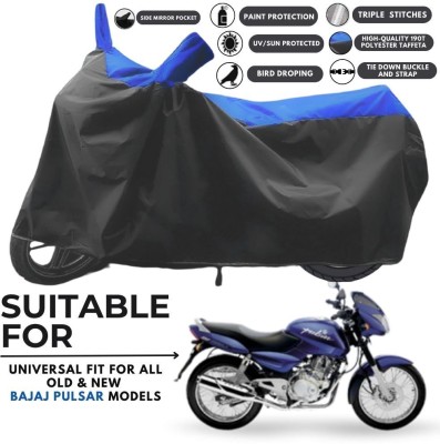 ZAQE Two Wheeler Cover for Bajaj(Pulsar 180 DTS-i, Black, Blue)