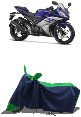 SUGASHRI Waterproof Two Wheeler Cover for Yamaha(YZF-R15 V2, Green, Blue)