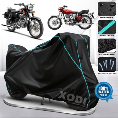 AutoGalaxy Waterproof Two Wheeler Cover for Royal Enfield(Bullet 350 Twinspark, Black, Blue, Multicolor)