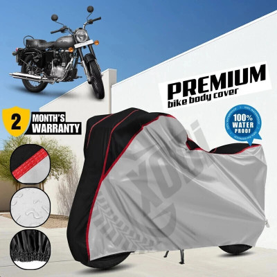 xodi Waterproof Two Wheeler Cover for Royal Enfield(Bullet, Silver, Black)