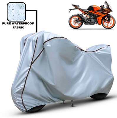 Delphinium Waterproof Two Wheeler Cover for KTM(RC 200, Silver, Black)