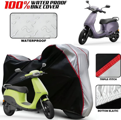 Starvin Waterproof Two Wheeler Cover for Ola(Scooty, Black, Silver)