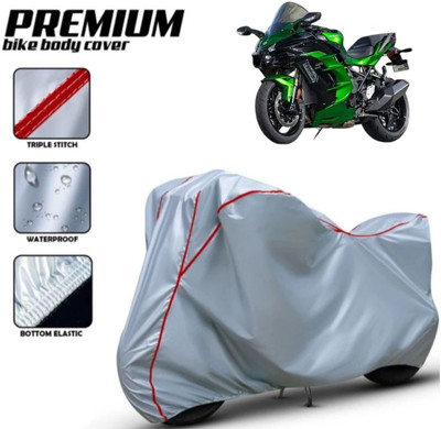 Shiv Kanha Waterproof Two Wheeler Cover for Kawasaki(Ninja H2R, Silver, Red)