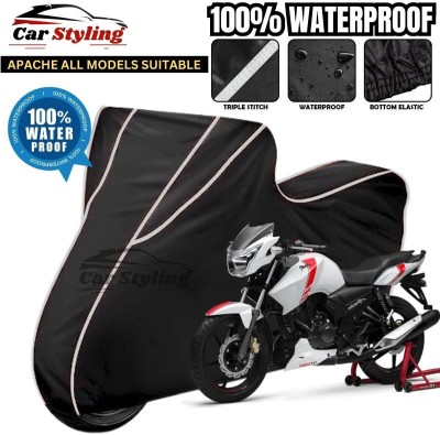 Car Styling Waterproof Two Wheeler Cover for TVS(Apache RTR 160, Black, White)